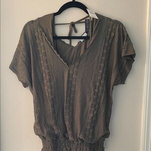 Daytrip Olive Lace Detail Blouse
